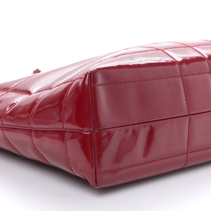 Chanel Patent Chocolate Bar Quilted Tote Red 7 of 8