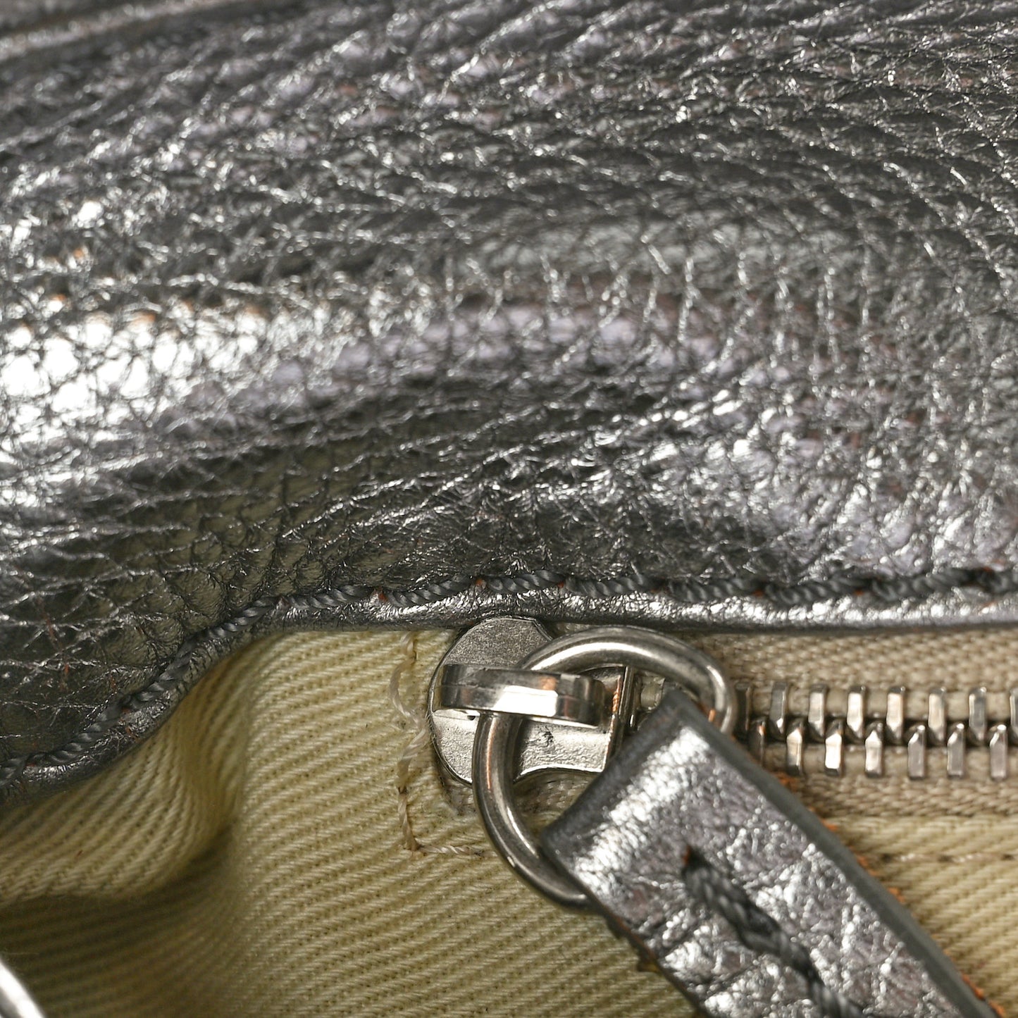Metallic Calfskin Medium Paddington Satchel Argent