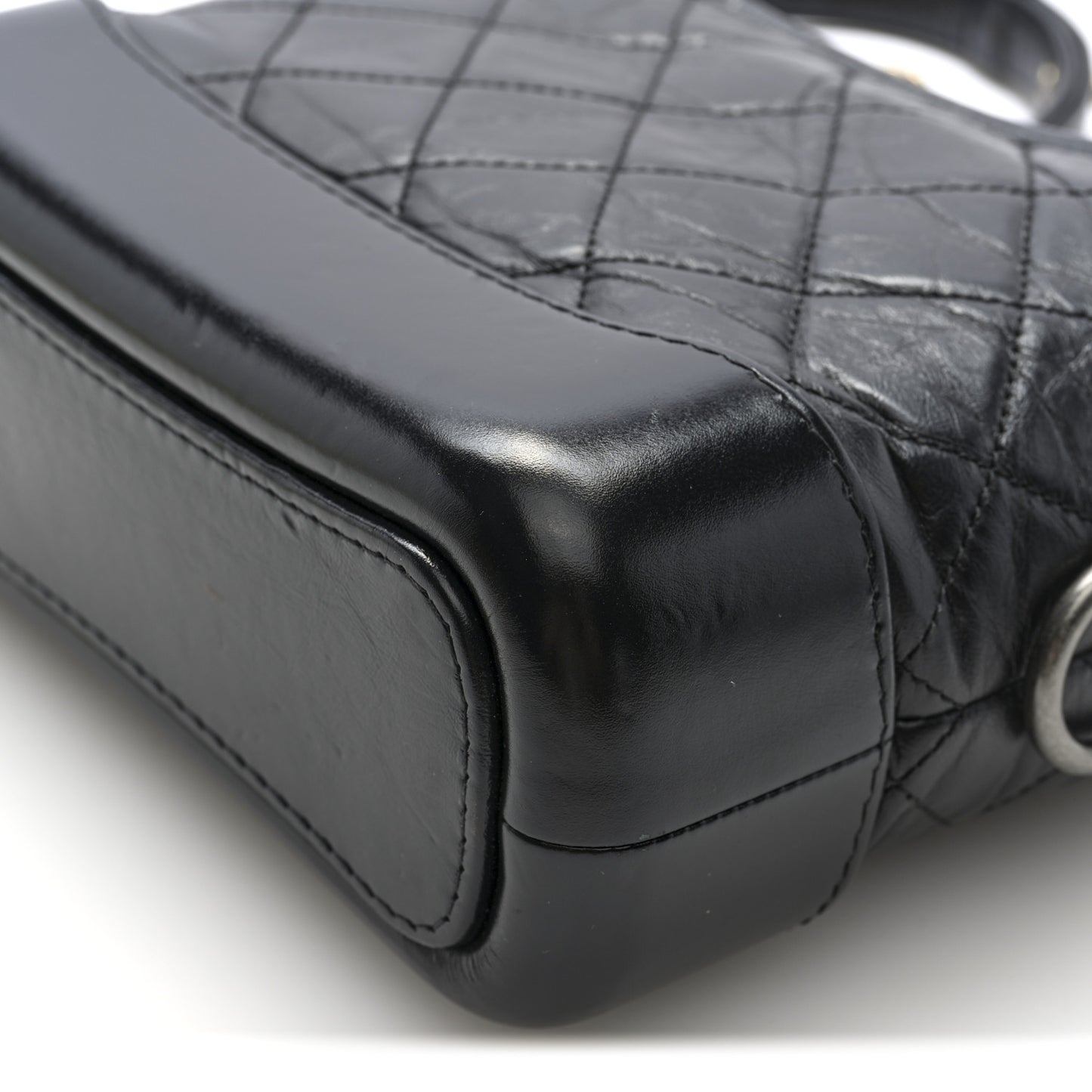 Aged Calfskin Quilted Small Gabrielle Logo Hobo Black