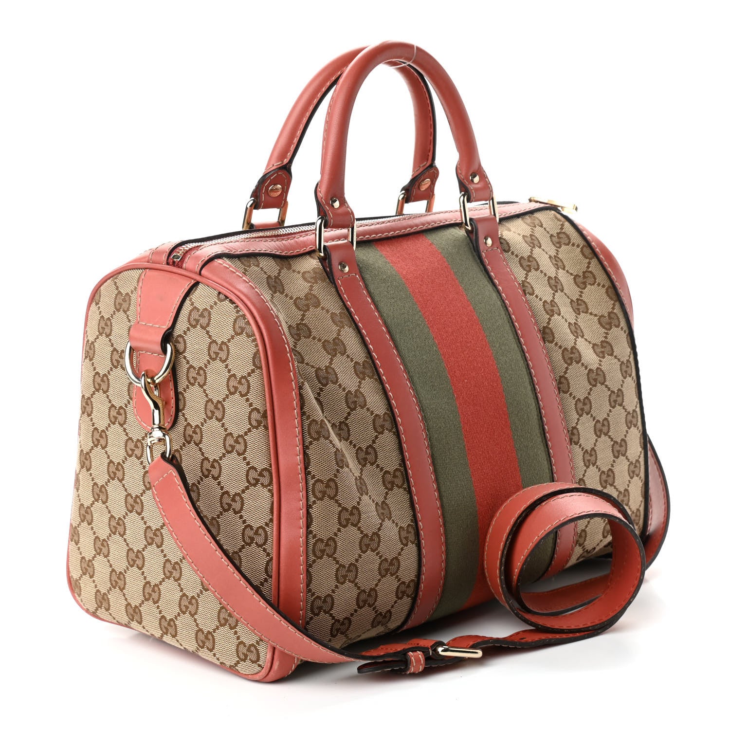 Gucci Monogram Vintage Web Medium Boston Pink 3 of 16