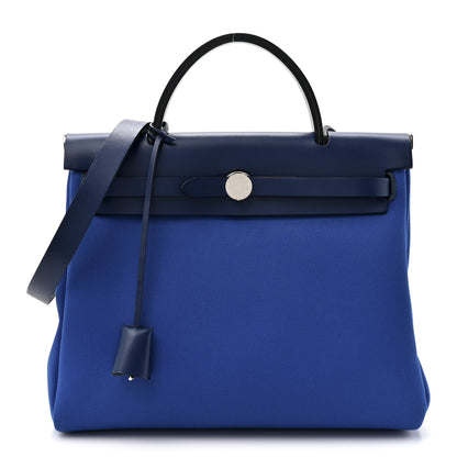 Hermes Toile Militaire Vache Hunter Herbag Zip Retourne 31 PM Bleu Bill Bleu Saphir 1 of 12