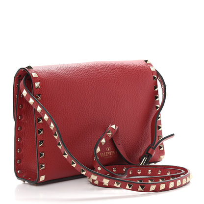 Valentino Garavani Pebbled Calfskin Medium Rockstud Flip Lock Crossbody Bag Red 3 of 9