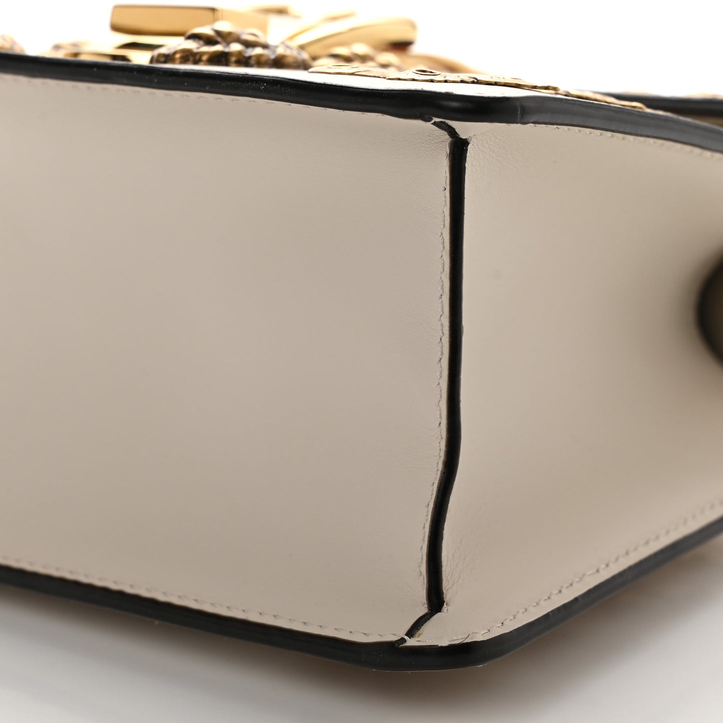 Calfskin Animal Studs Mini Sylvie Top Handle Bag White