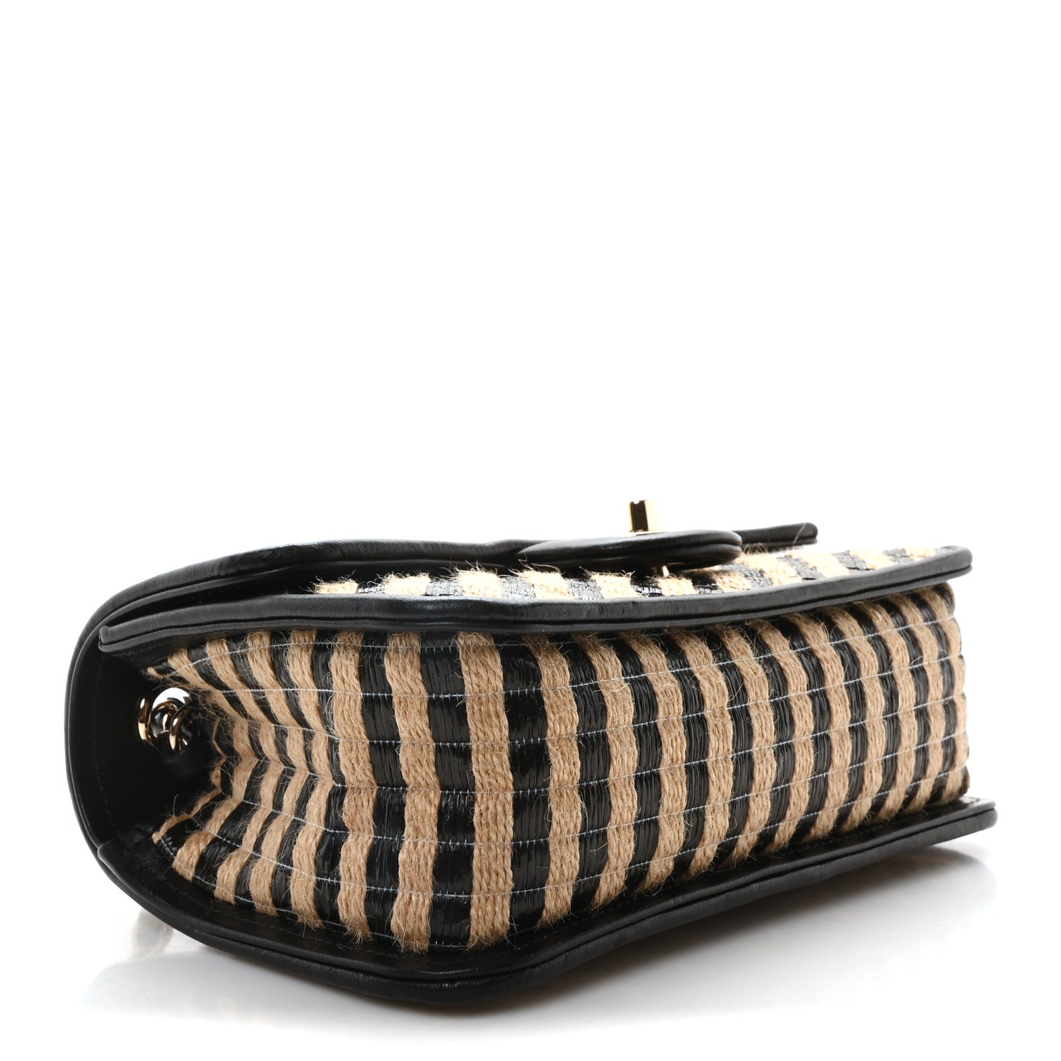 Chanel Raffia Jute Striped Small Urban Jungle Single Flap Black Beige 4 of 11