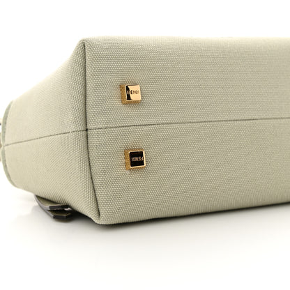 Fendi Canvas Vitello King Plexiglass Logo Embroidered Mini By The Way Top Handle Boston Bag Green Tea 9 of 10
