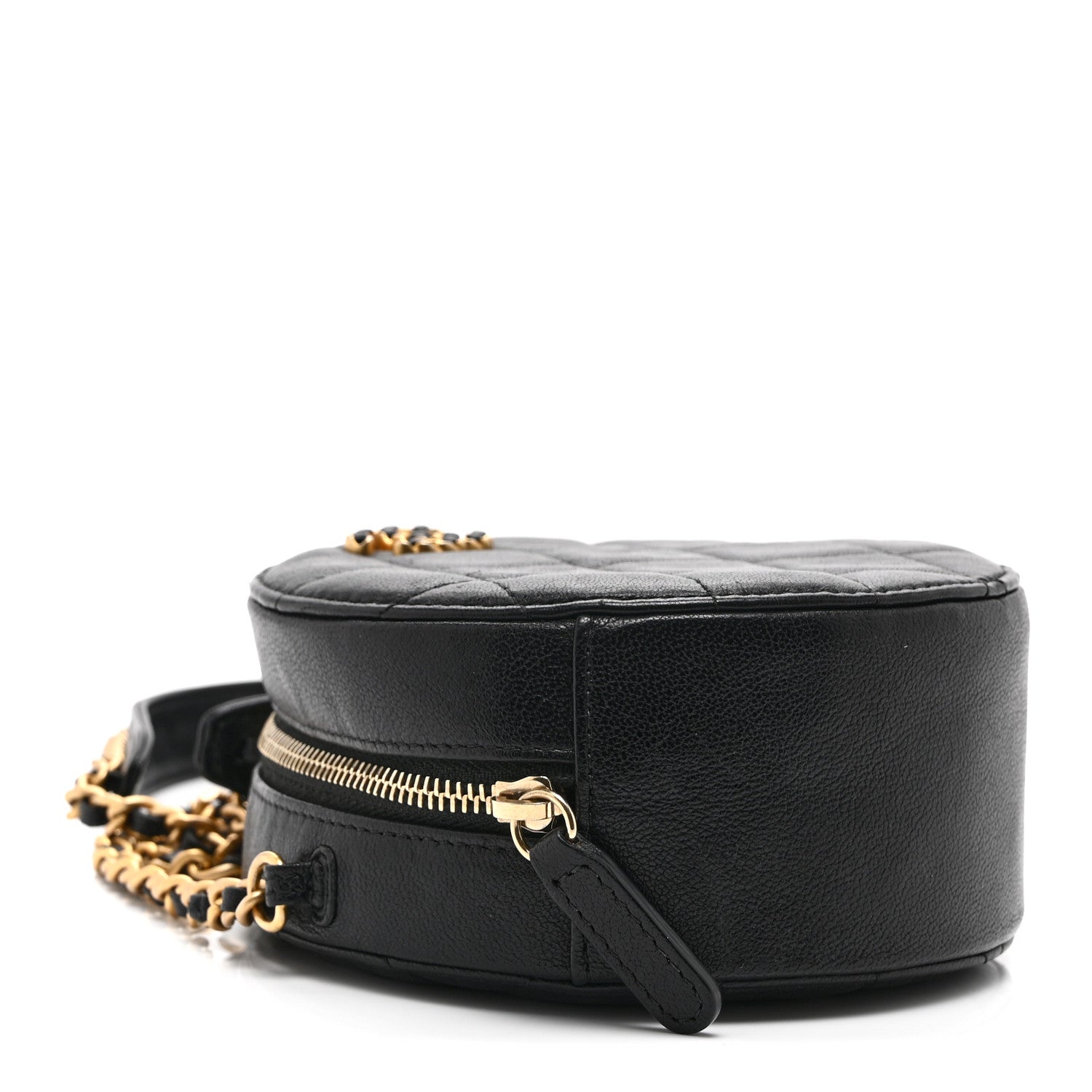 Chanel Goatskin Quilted Chanel 19 Round Clutch With Chain Black 9 of 10