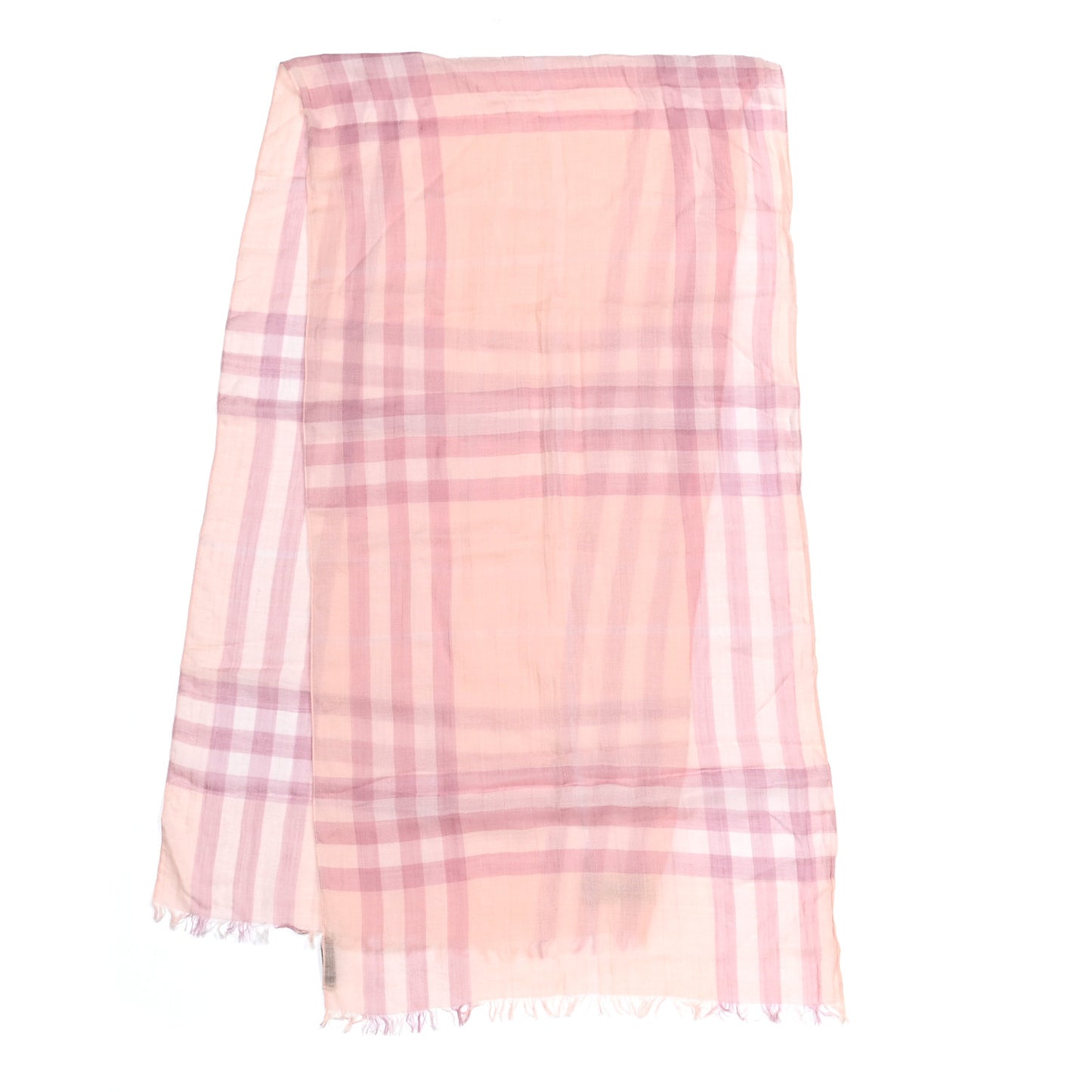 Silk Wool Gauze Giant Check Scarf Pink