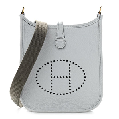 Hermes Taurillon Clemence Amazone Evelyne TPM Bleu Pale Etain 1 of 11