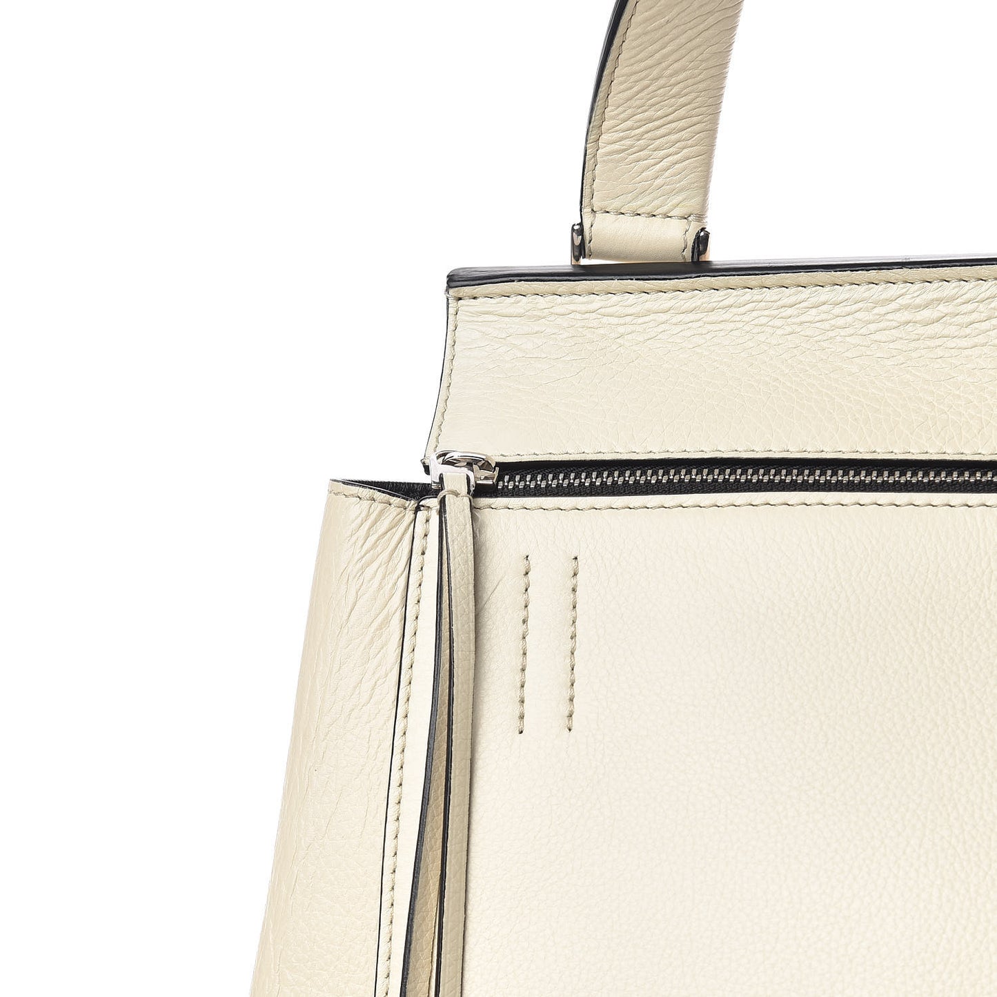 Grained Calfskin Medium Edge Shoulder Bag Cream