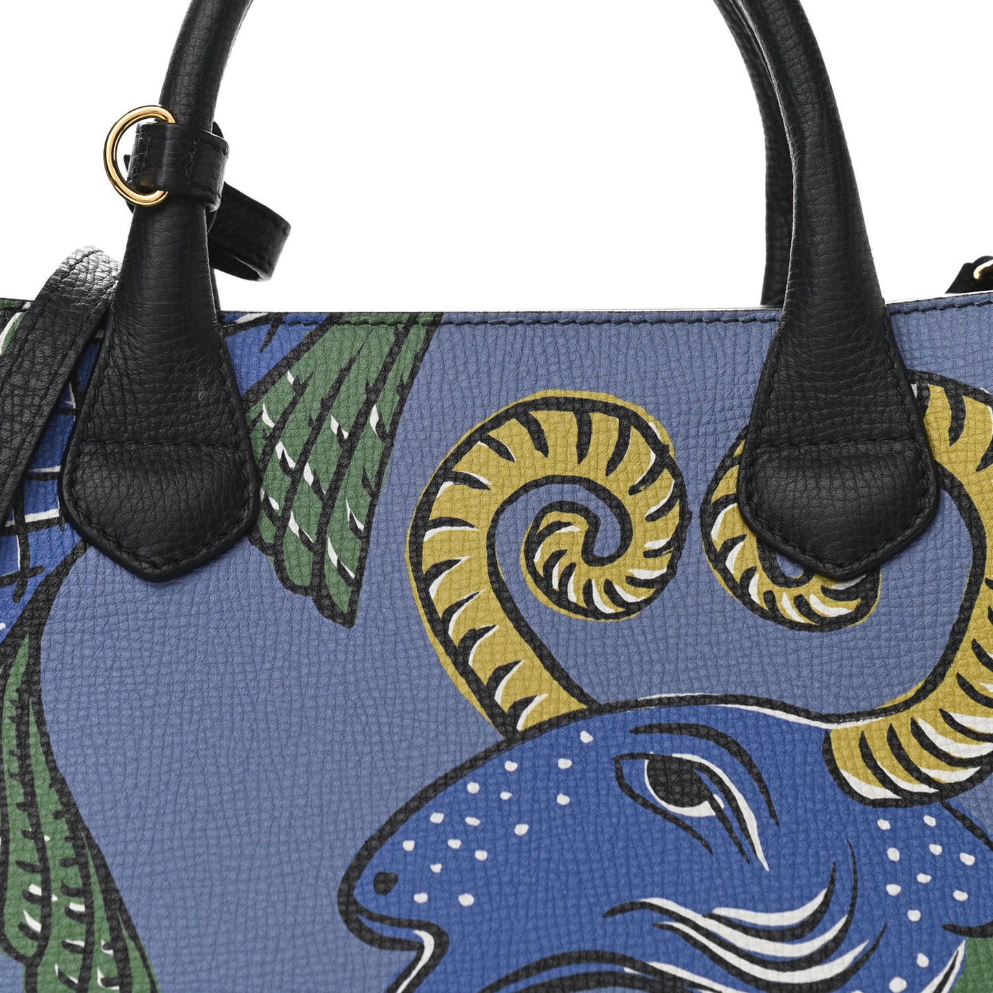 Derby Calfskin Beast Print Medium Banner Tote Black