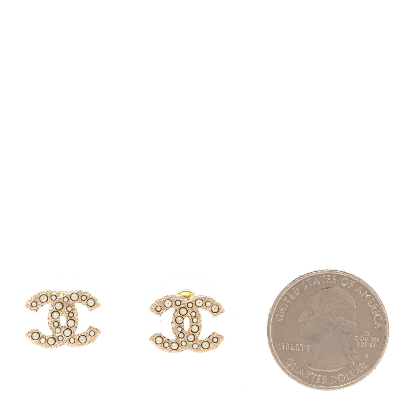 Pearl Crystal CC Earrings Light Gold