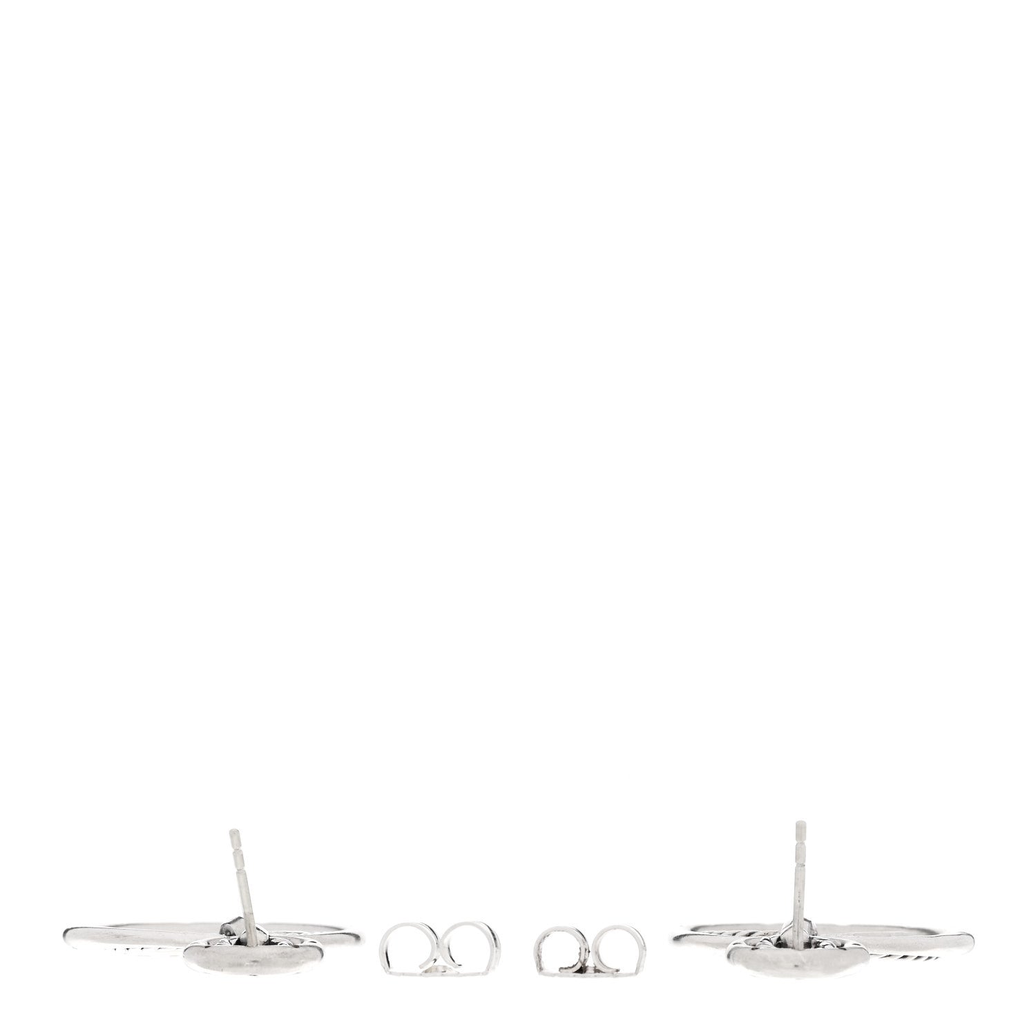 David Yurman Sterling Silver Diamond 27mm Stax Drop Earrings 3 of 4