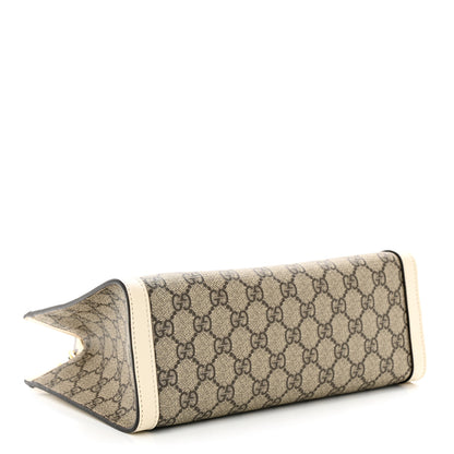 Gucci GG Supreme Monogram Moon Calfskin Small Padlock Tote Beige Ebony Mystic White 4 of 11