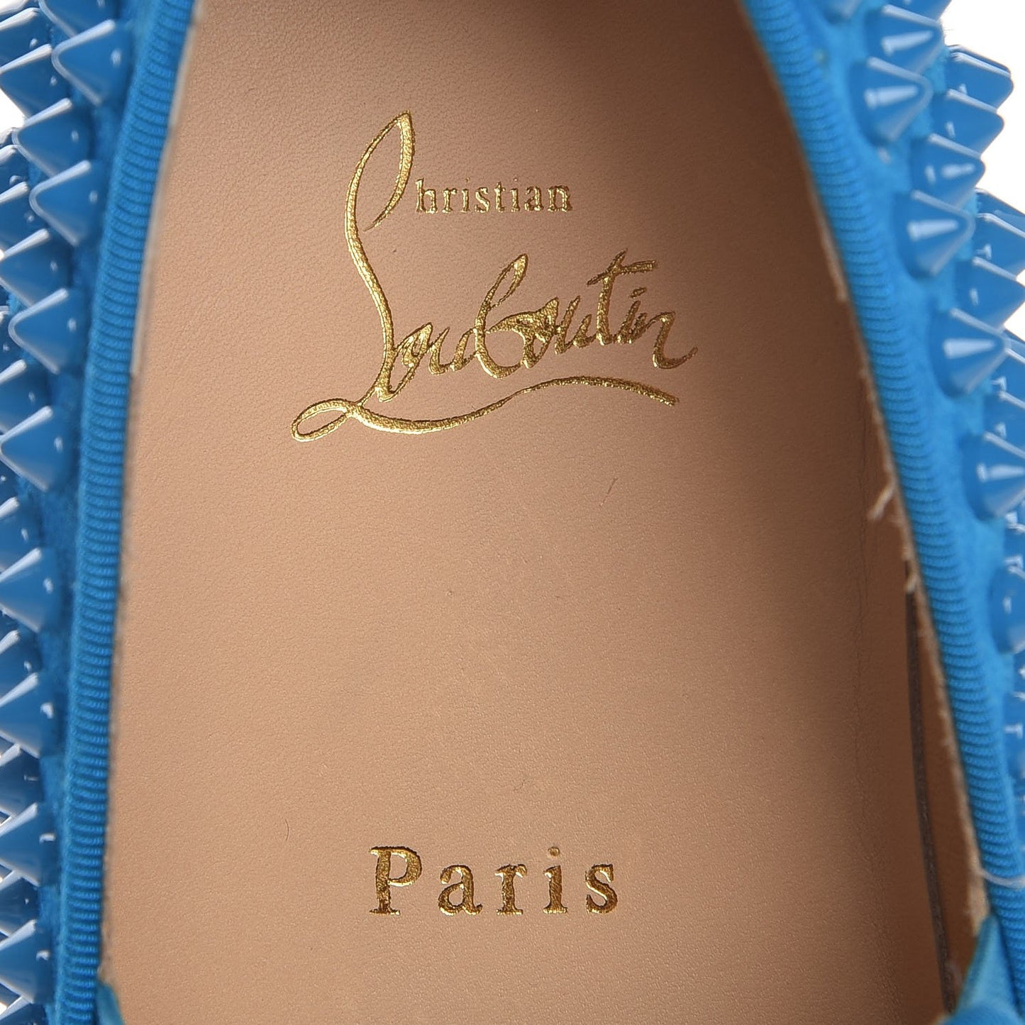 Veau Velours Spikes Mens Roller Boat Flat 39.5 Egyptian Blue