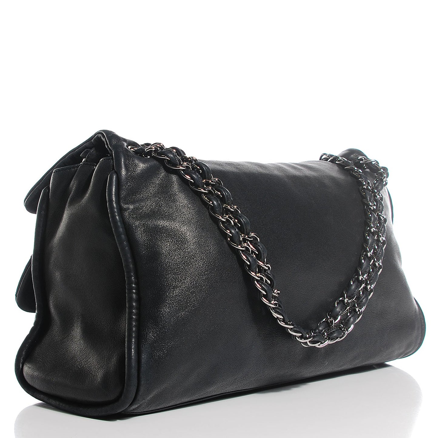 Lambskin Jumbo Mademoiselle Double Flap Black