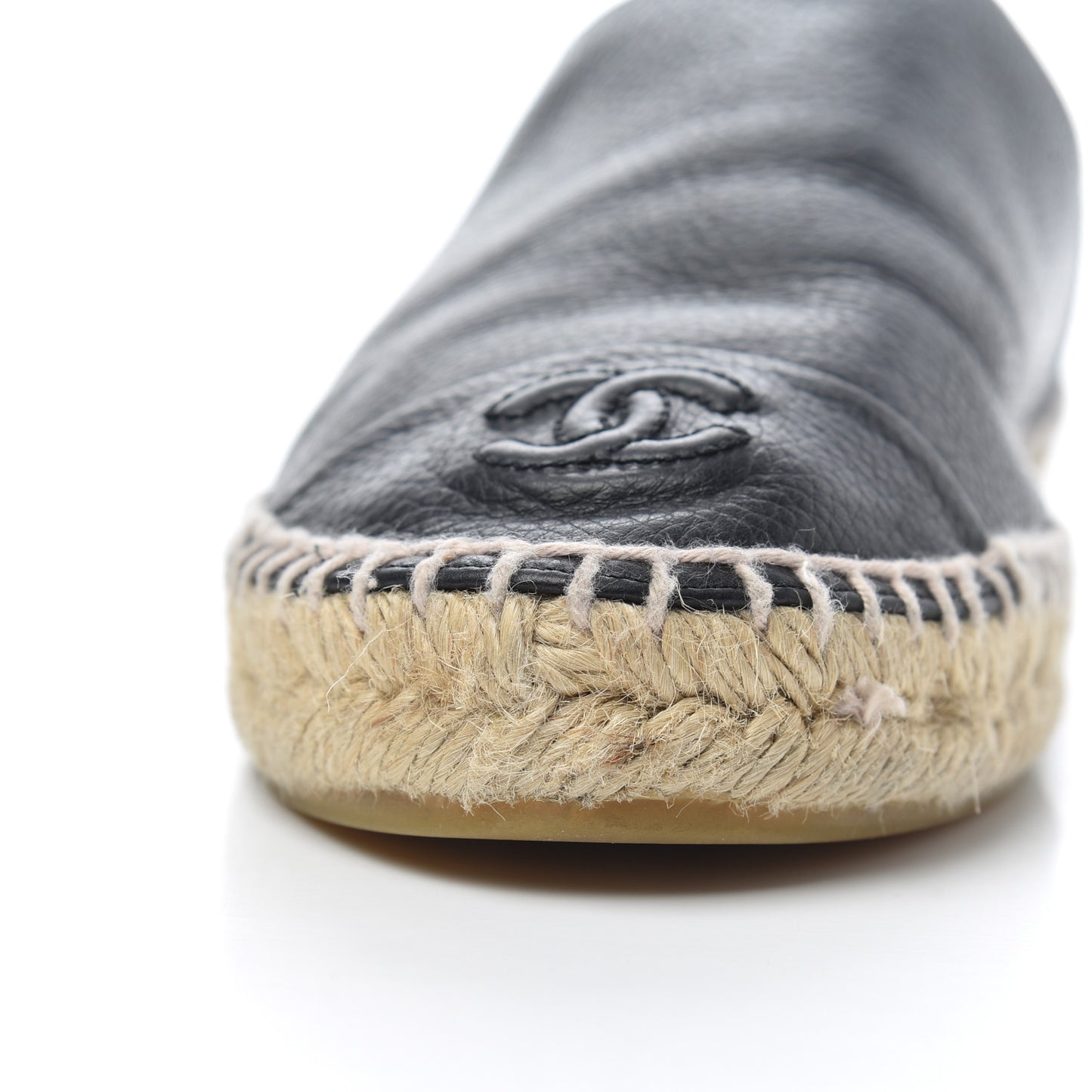 Grained Calfskin CC Espadrilles 39 Black