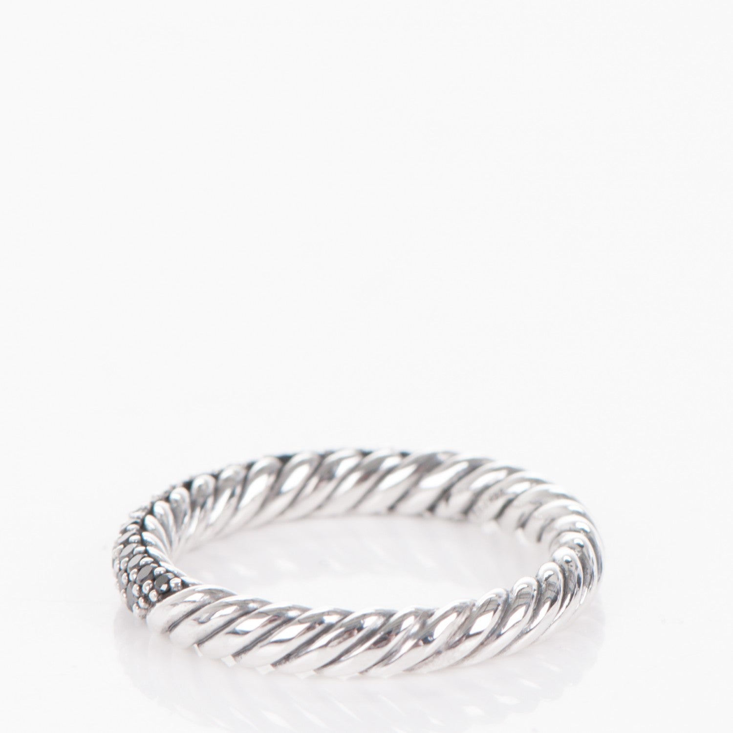 David Yurman Sterling Silver Black Diamond 3mm Midnight Melange Band Ring 53 6.5 3 of 3