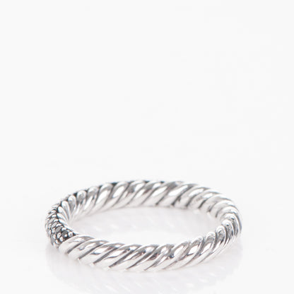 David Yurman Sterling Silver Black Diamond 3mm Midnight Melange Band Ring 53 6.5 3 of 3