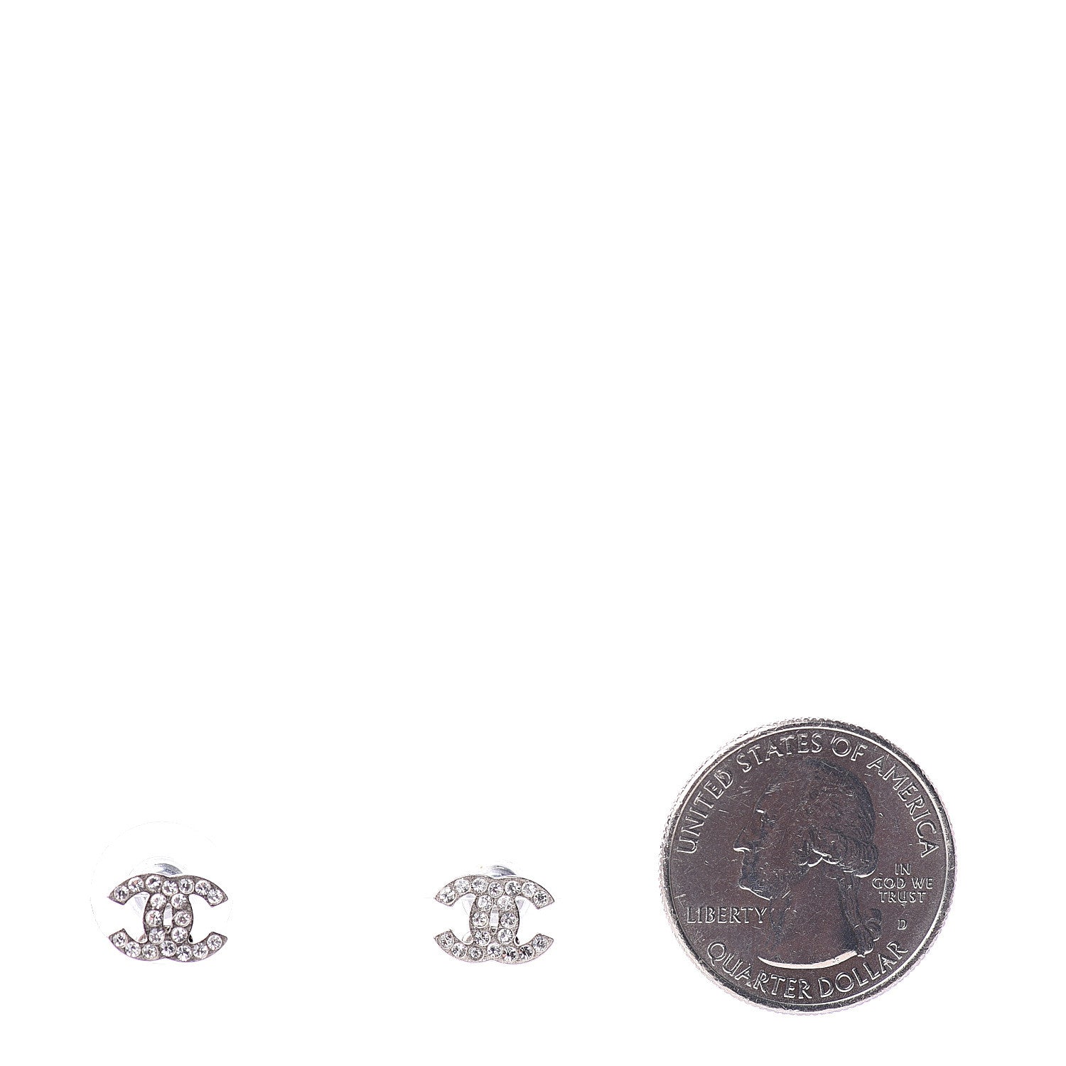 Chanel Crystal Mini Timeless CC Earrings Silver 2 of 5
