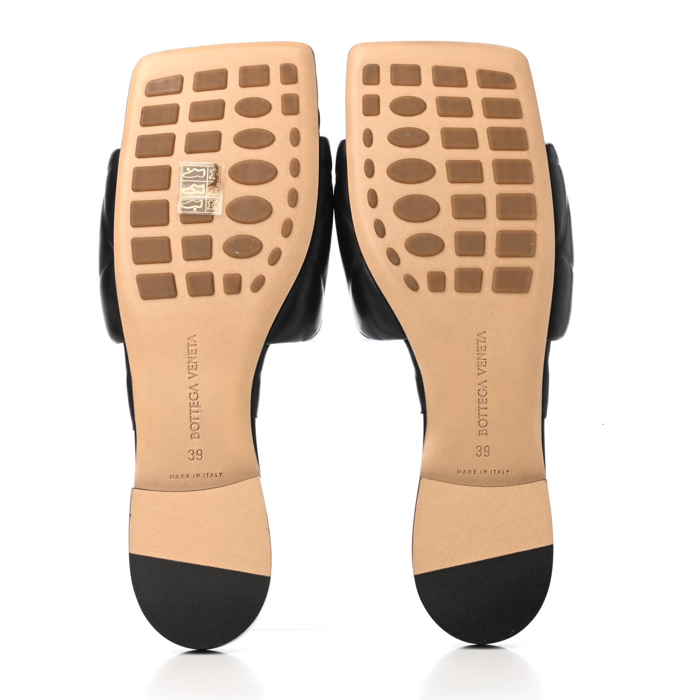 Nappa Quilted Rubber Lido Flat Sandals 39 Black