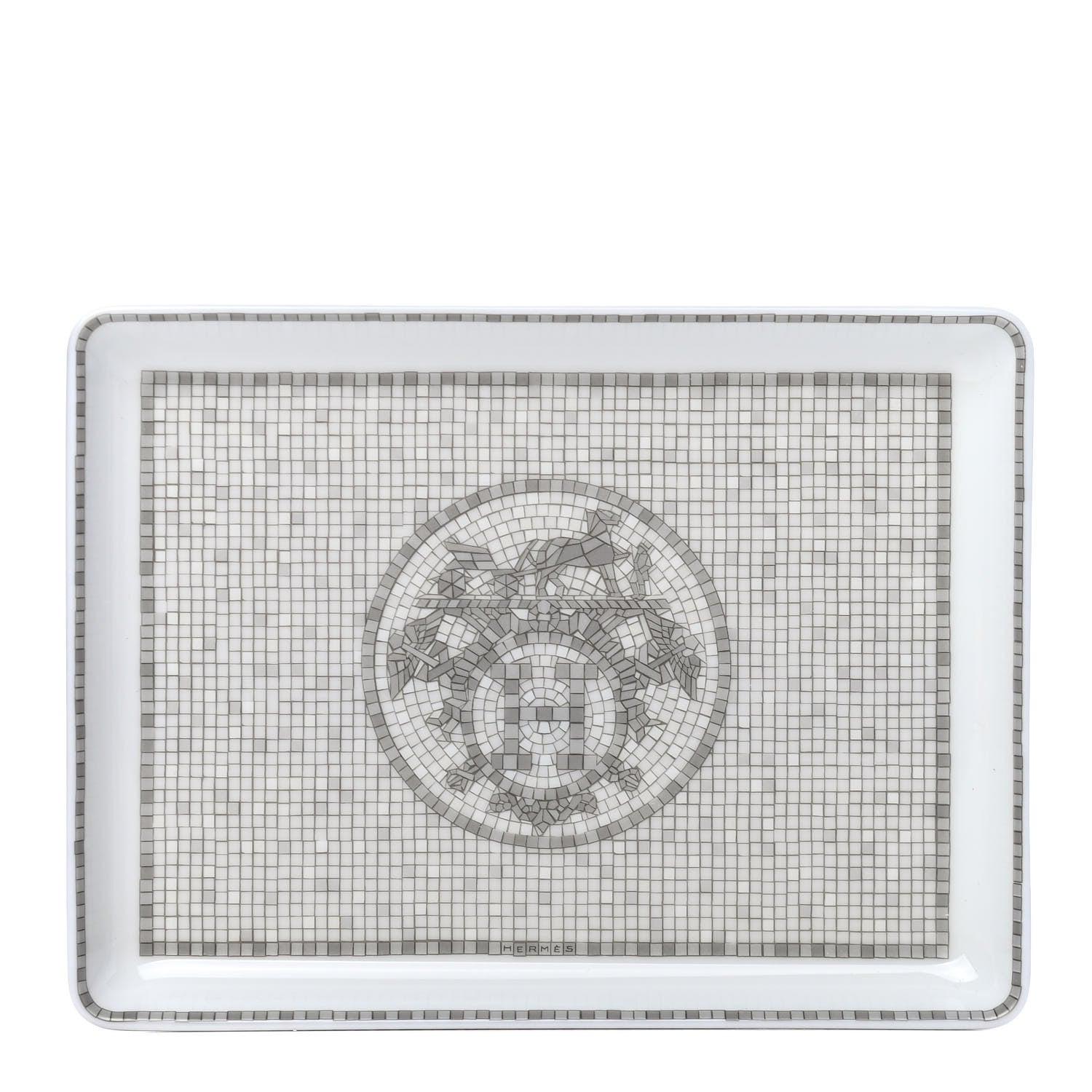 Hermes Porcelain Mosaique Au 24 Sushi Plate Platine 1 of 4