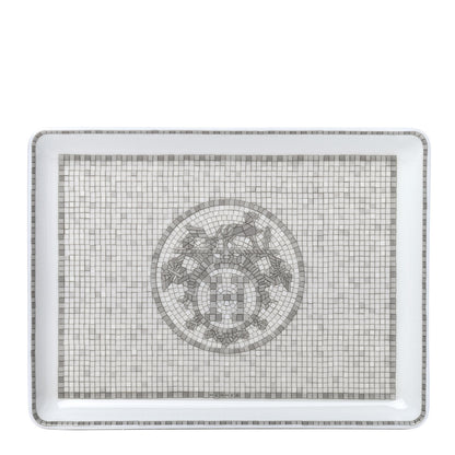 Hermes Porcelain Mosaique Au 24 Sushi Plate Platine 1 of 4