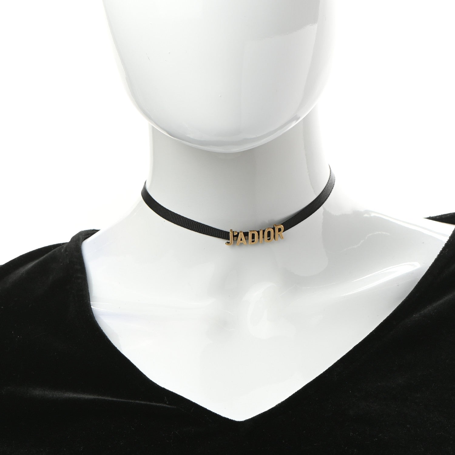 Christian Dior Grosgrain Ribbon J'Adior Logo Choker Necklace Black 2 of 5