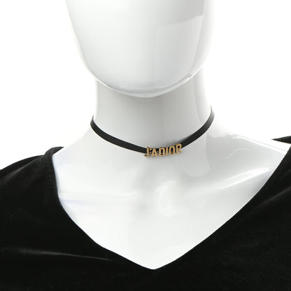 Christian Dior Grosgrain Ribbon J'Adior Logo Choker Necklace Black 2 of 5