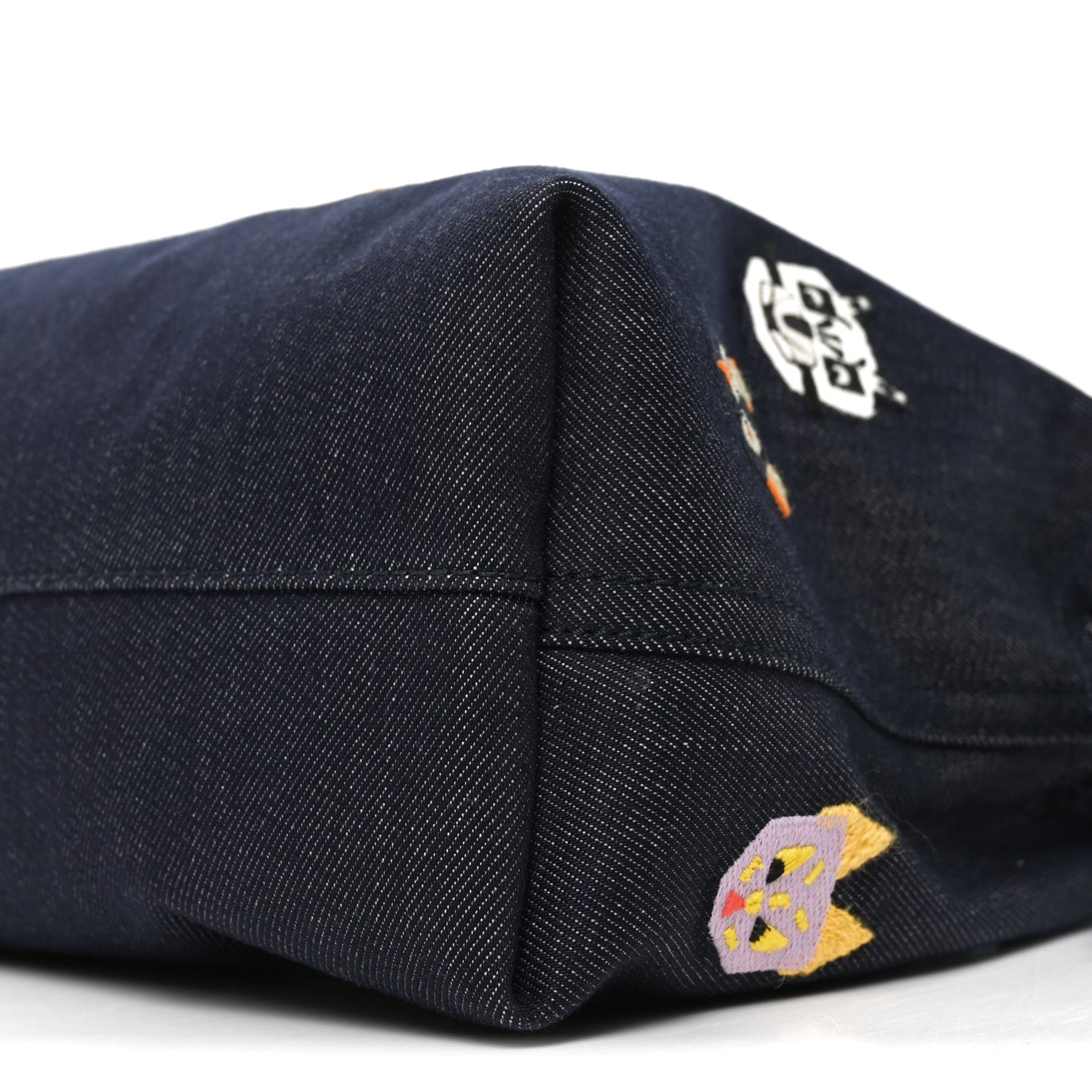 Loewe X Louis Wain Denim Embroidered Futurist Cats Medium Flamenco Knot Clutch Blue 9 of 9