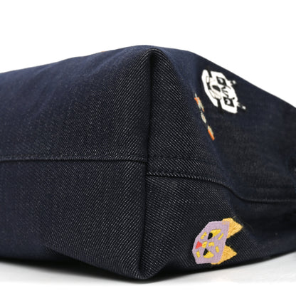 Loewe X Louis Wain Denim Embroidered Futurist Cats Medium Flamenco Knot Clutch Blue 9 of 9