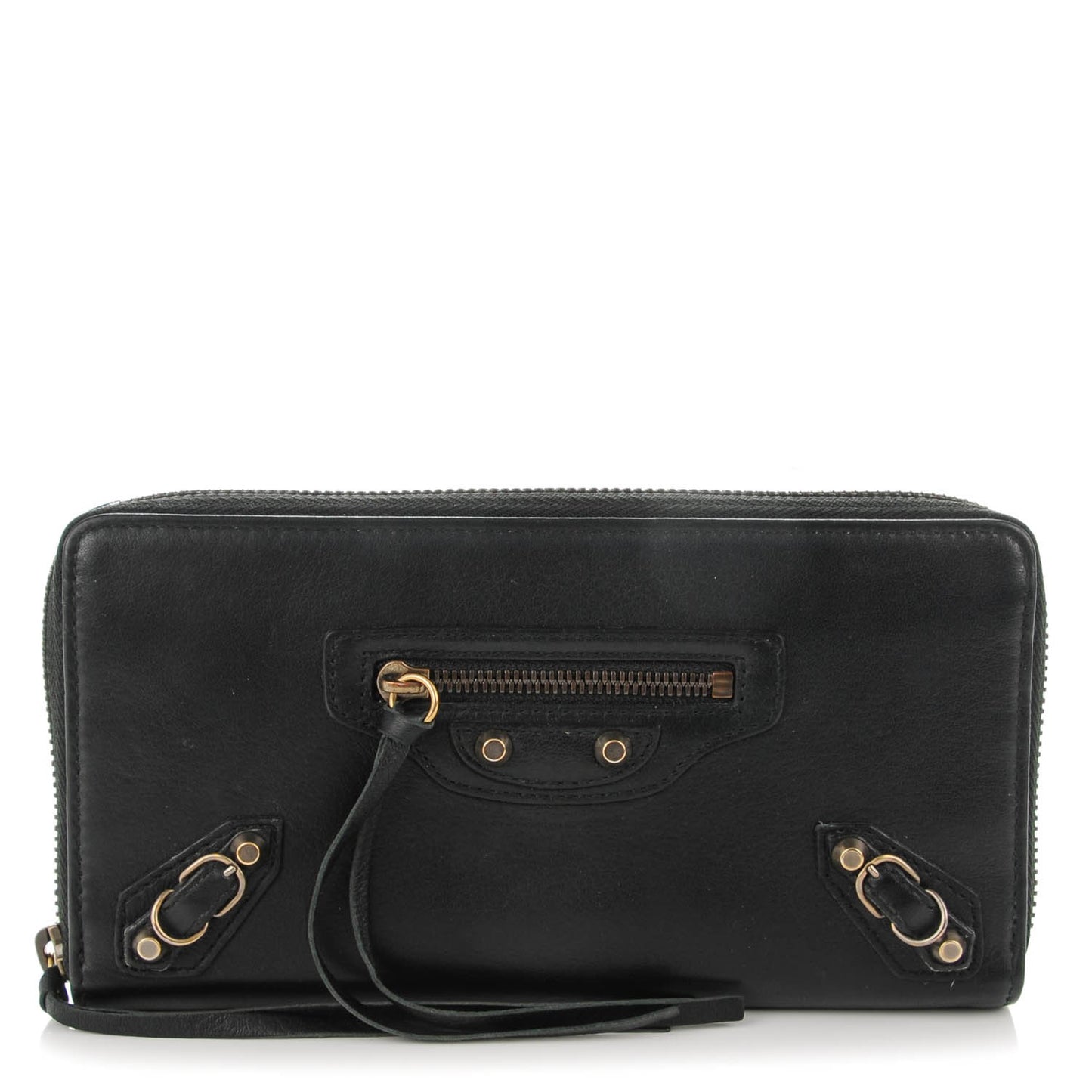 Calfskin Papier Continental Zip Around Wallet Black
