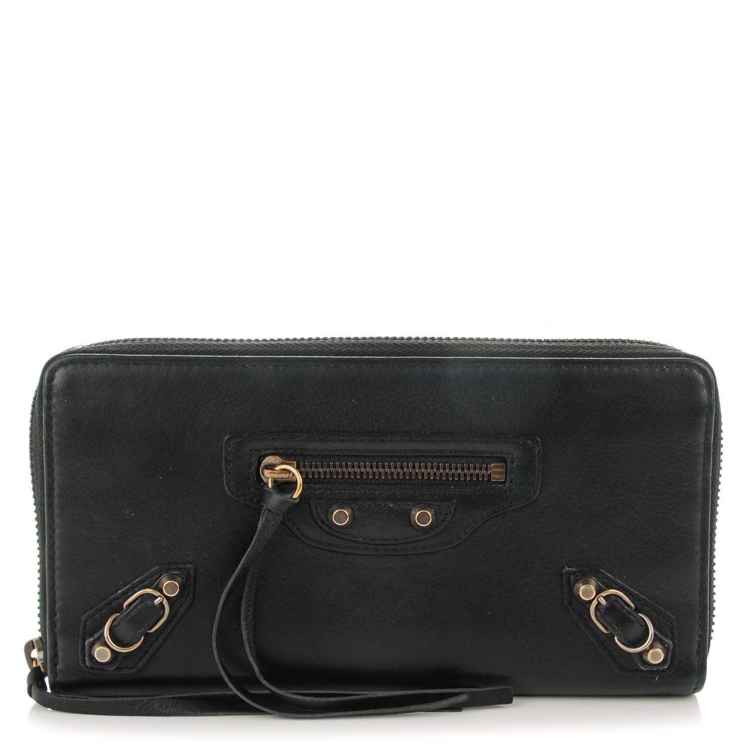 Balenciaga Calfskin Papier Continental Zip Around Wallet Black 1 of 8