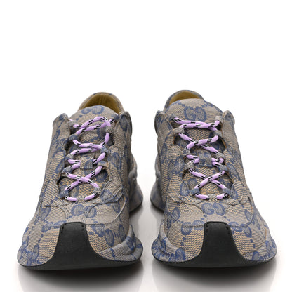 Gucci Ultralight Plume Calfskin Monogram Printed Womens Gucci Run Sneakers 37 Beige Blue 2 of 9
