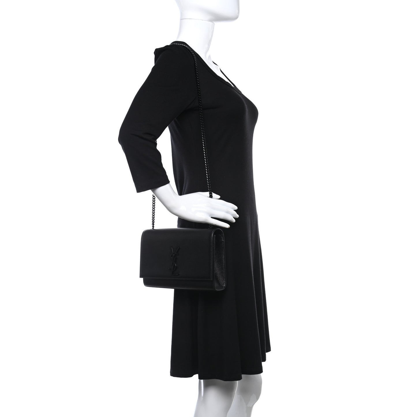 Grain De Poudre Medium Classic Monogram Kate Satchel Black