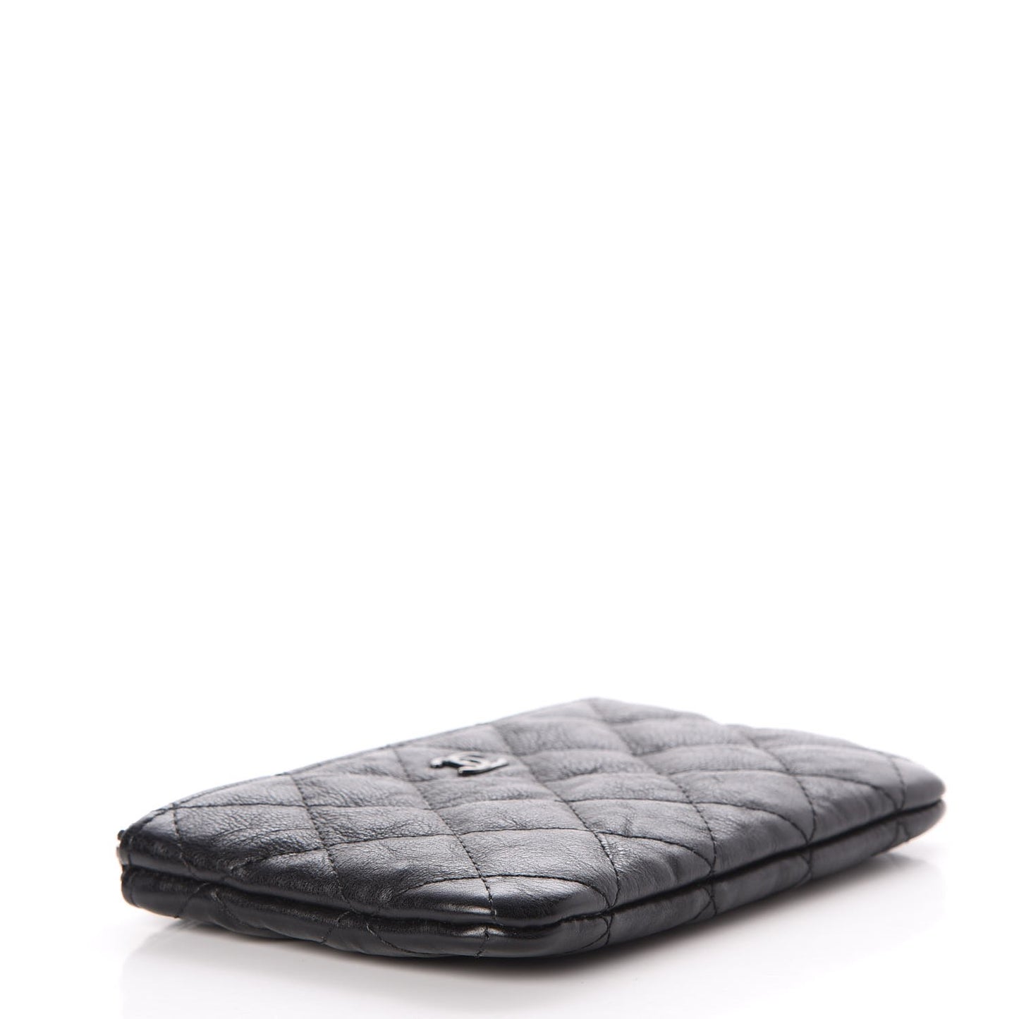 Crumpled Calfskin Quilted Small Cosmetic Case So Black