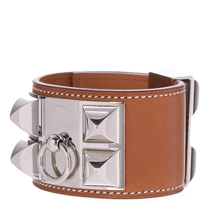 Hermes Barenia Collier de Chien CDC Bracelet S Fauve 1 of 6