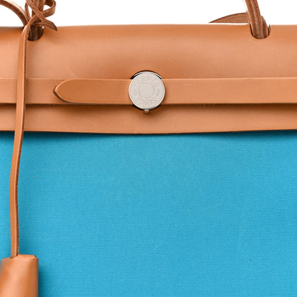 Hermes Toile Officier Vache Hunter Verso Herbag Zip PM 31 Bleu Azteque Menthe 9 of 13