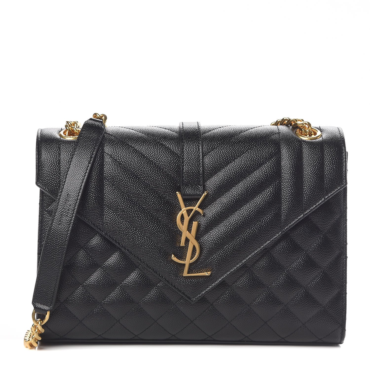 Saint Laurent Grain De Poudre Textured Mixed Matelasse Triquilt Medium Monogram Satchel Black 1 of 10