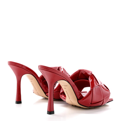 Bottega Veneta Ultra Gloss Patent Maxi Intrecciato Lido 90mm Mule Sandals 36 Apple Candy 4 of 10