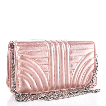 Prada Metallic Nappa Mini Impunture Diagramme Chain Crossbody Bag Rosa Mordore 3 of 12