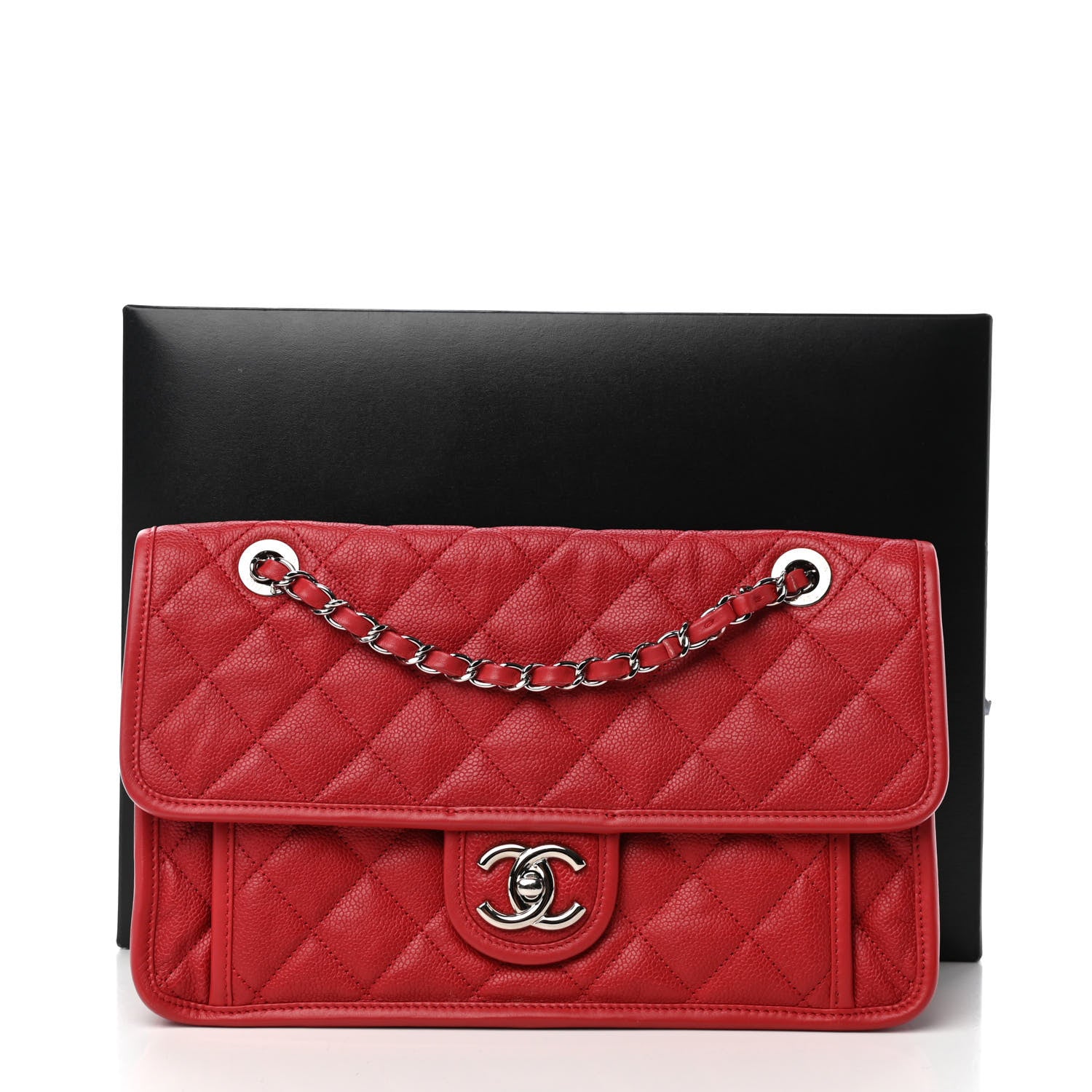 Chanel Caviar Quilted Large French Riviera Flap Red 10 of 10