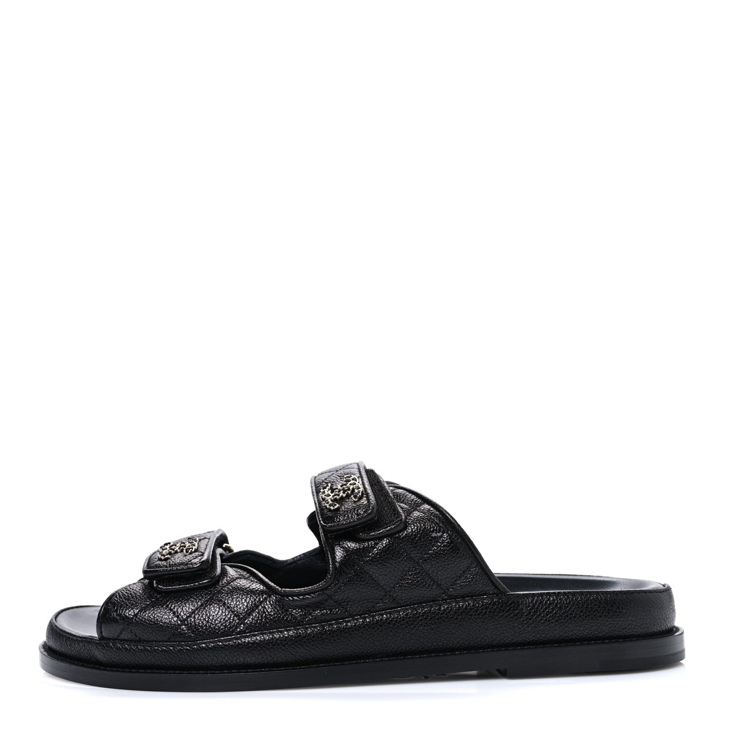 Chanel Grained Calfskin Velcro Dad Sandals 42 Black 1 of 11
