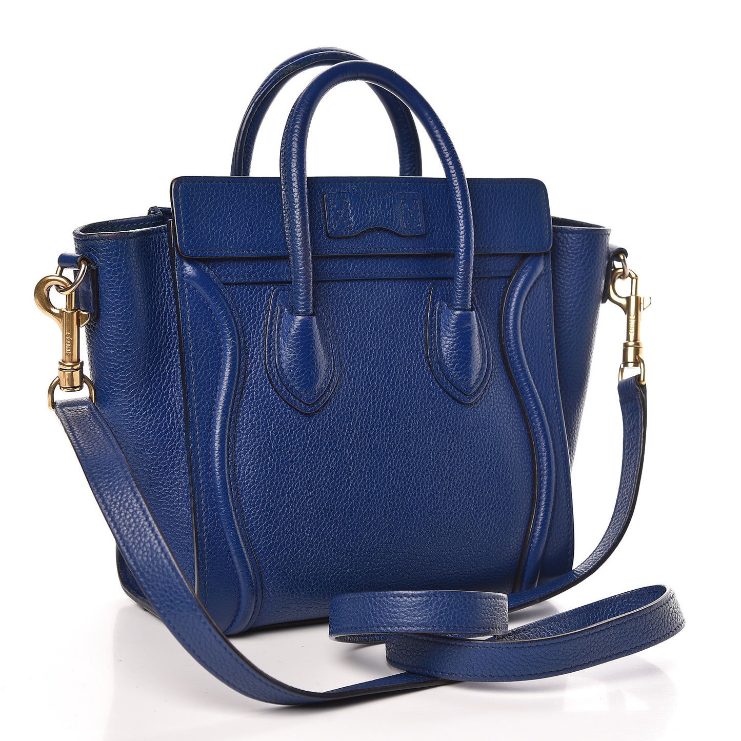Drummed Calfskin Nano Luggage Indigo