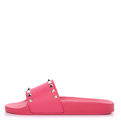Valentino Garavani Rubber Rockstud Slide Sandals 39 Shadow Pink 1 of 8