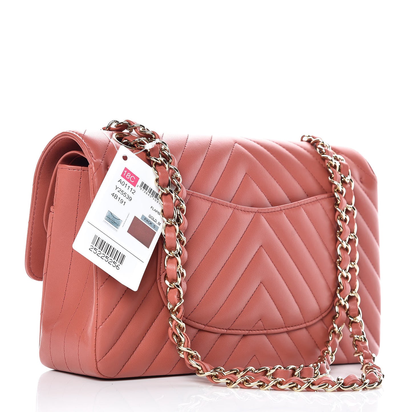 Lambskin Chevron Quilted Medium Double Flap Rosewood