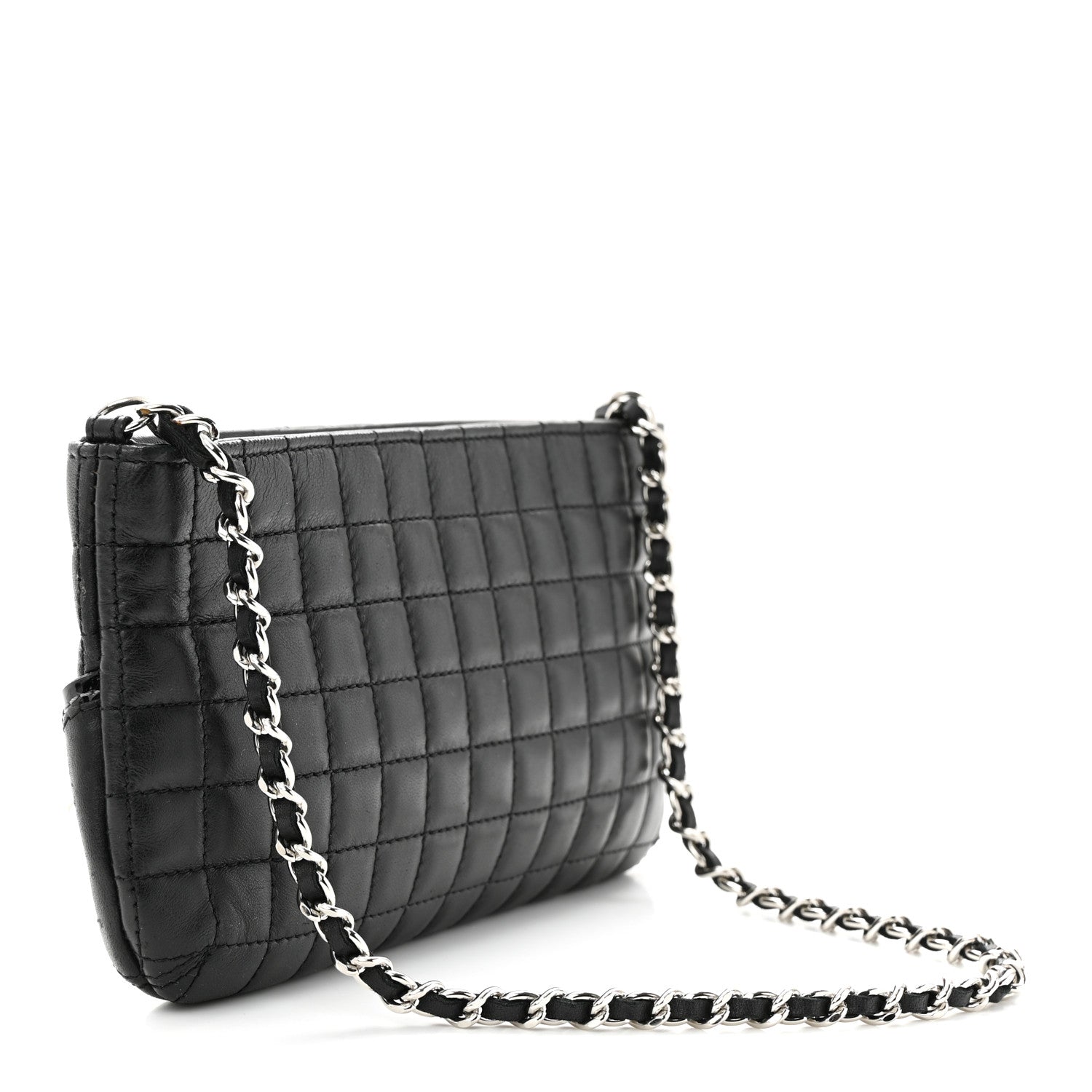 Chanel Lambskin Camellia No. 5 Chain Pouch Black 3 of 10