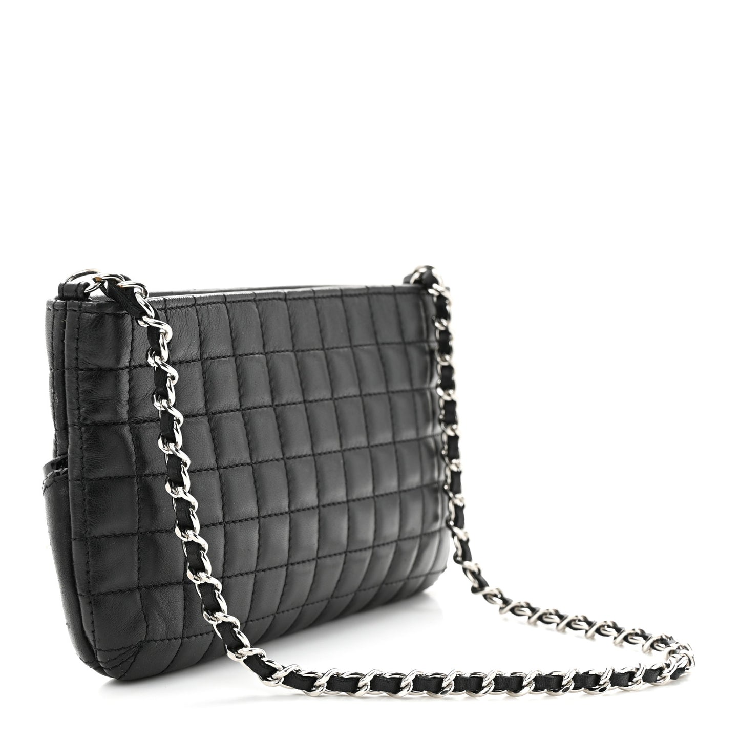 Lambskin Camellia No. 5 Chain Pouch Black