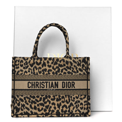 Christian Dior Canvas Mizza Embroidered Medium Leopard Book Tote Beige 14 of 14