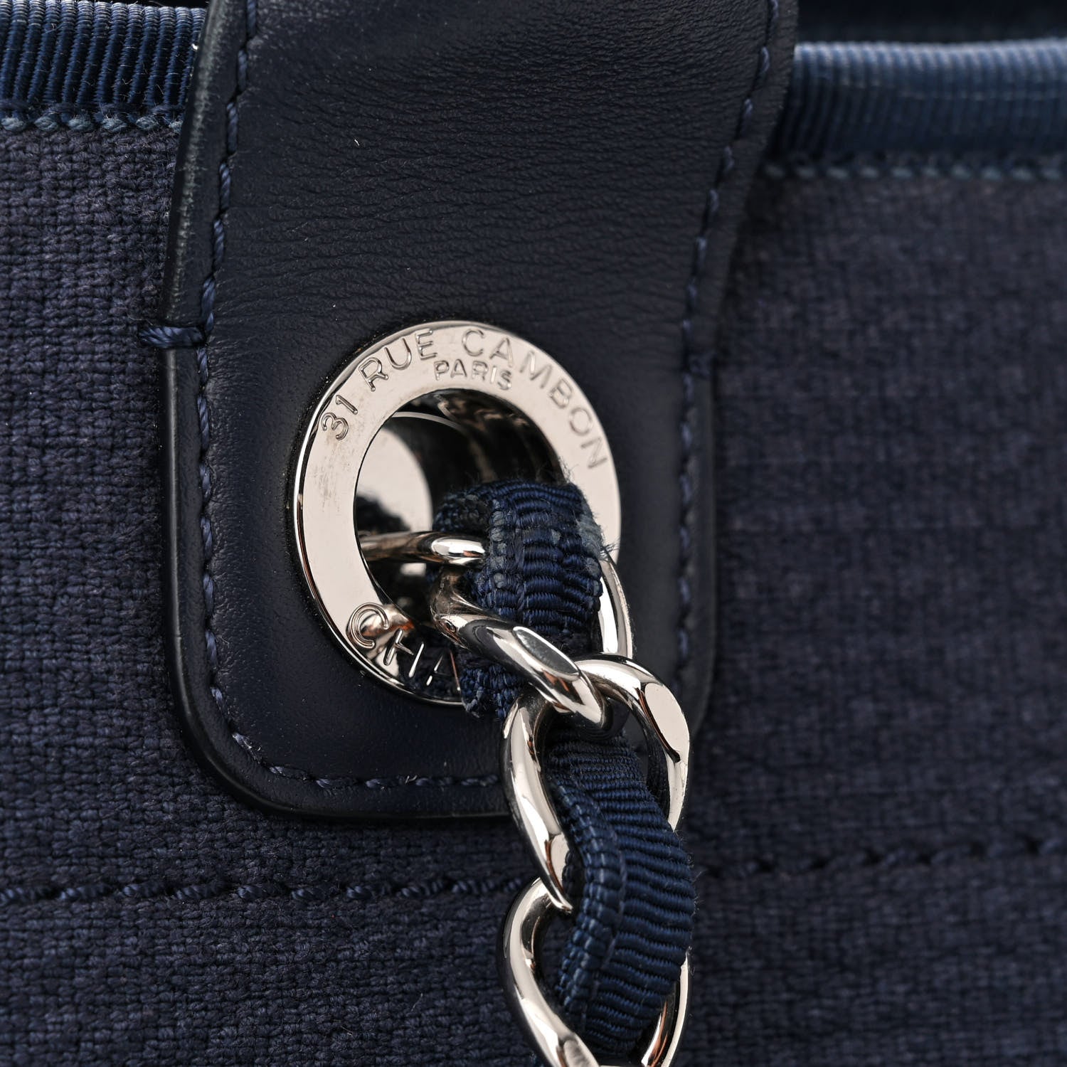 Chanel Mixed Fibers Calfskin Medium Deauville Tote Dark Blue 14 of 16
