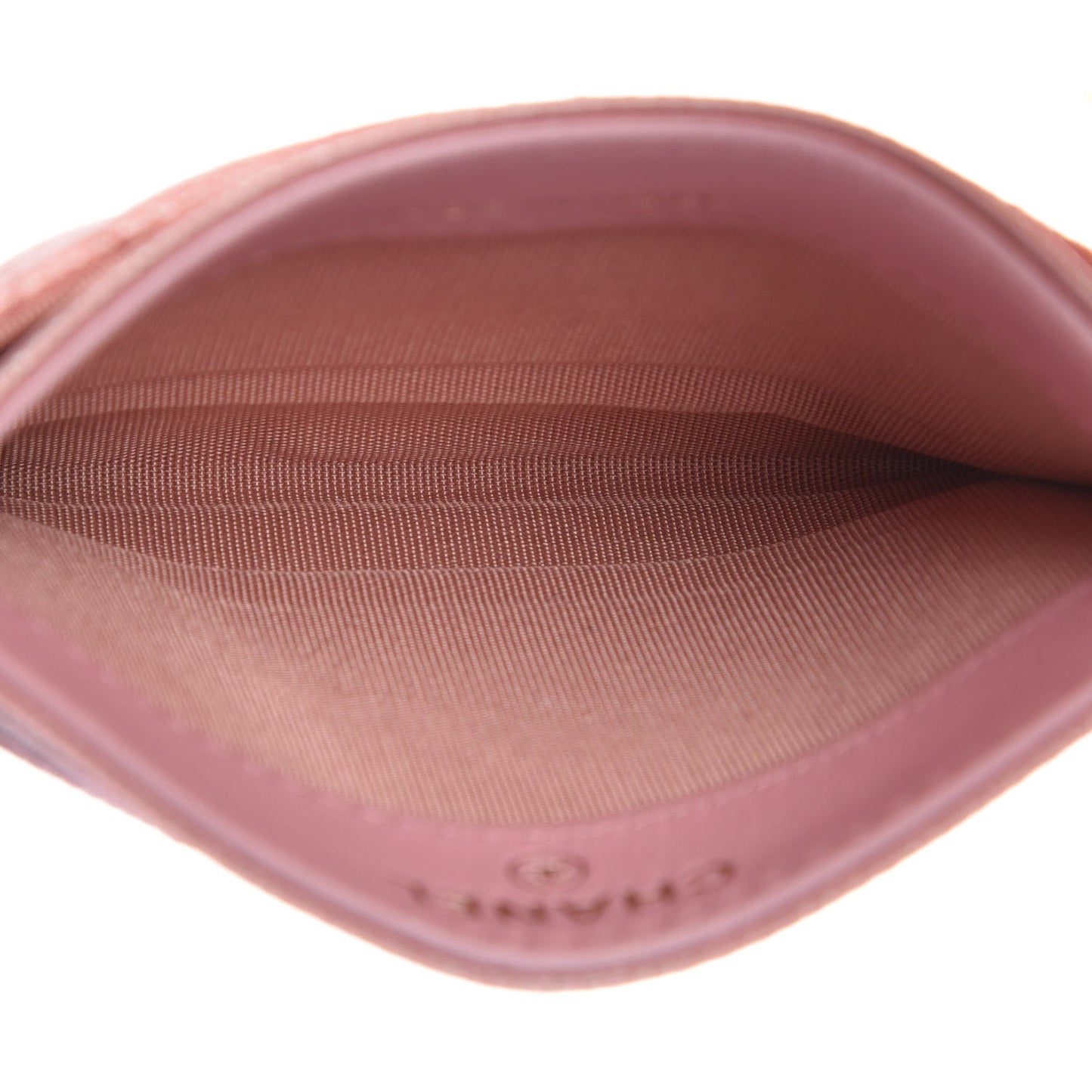 Iridescent Caviar Quilted Card Holder Pink